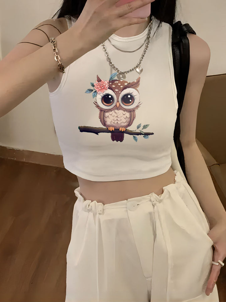 Dame Crop-Top med kreativt sitat og avslappet snitt Skjora