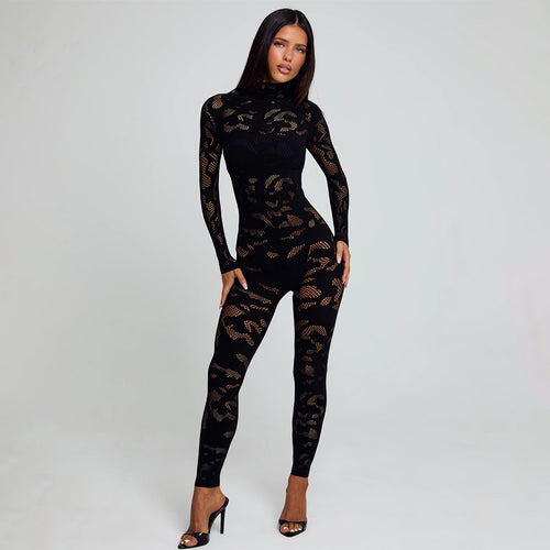 Dame Figurtilpasset Nett Jumpsuit med lang arm og høy krage Skjora