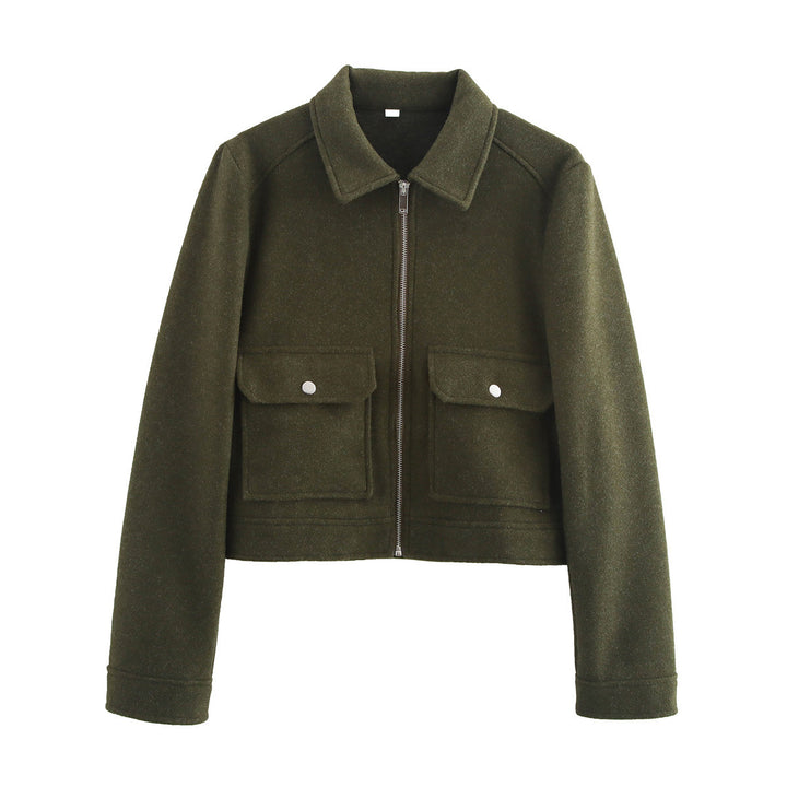 Kvinne kort jakke med en uformell snitt og praktiske lommer Skjora