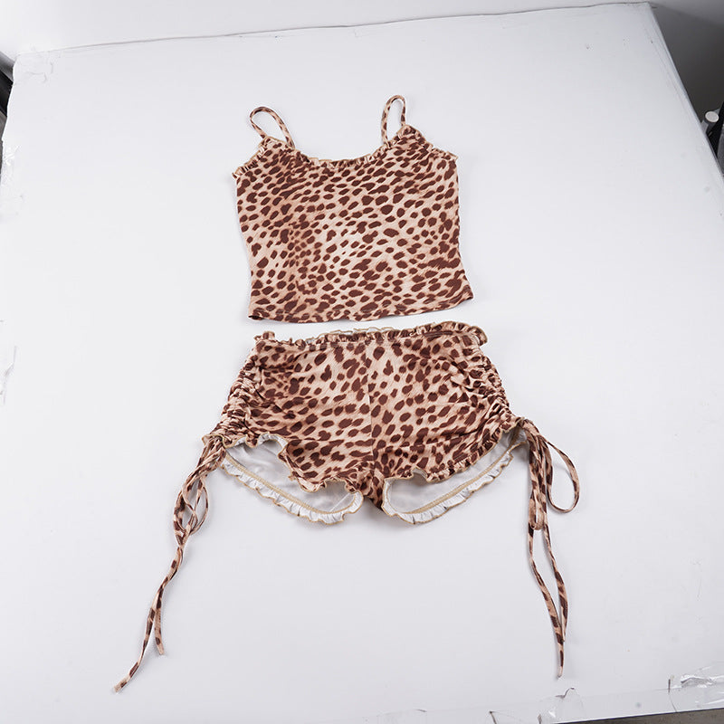 Dame Sportslig Bikini-set med justerbare stropper og tidløst leopardmønster Skjora