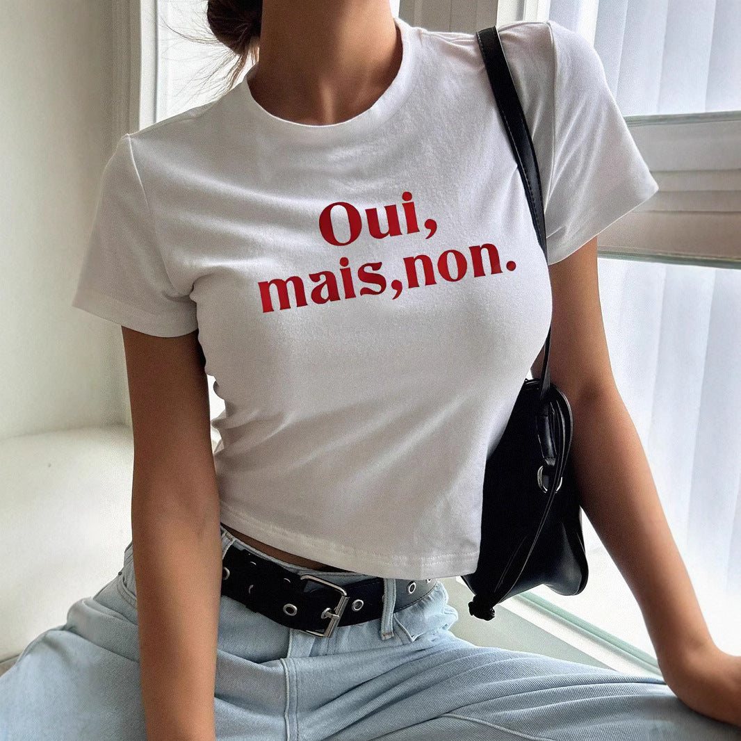 Dame Crop-T-skjorte med inspirerende statement-trykk Skjora 1777452262