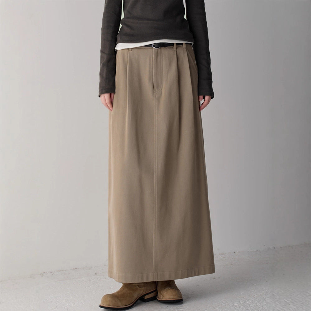 Dame elegant og høyt liv maxi skjørt med folder Skjora