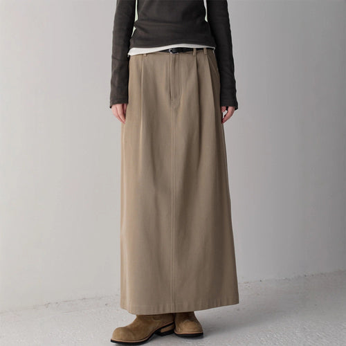 Dame elegant og høyt liv maxi skjørt med folder Skjora