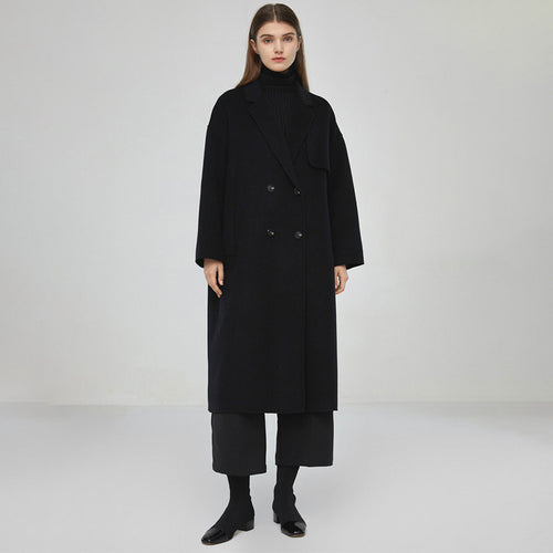 Damer Elegante og klassiske lang ullkåpe Skjora