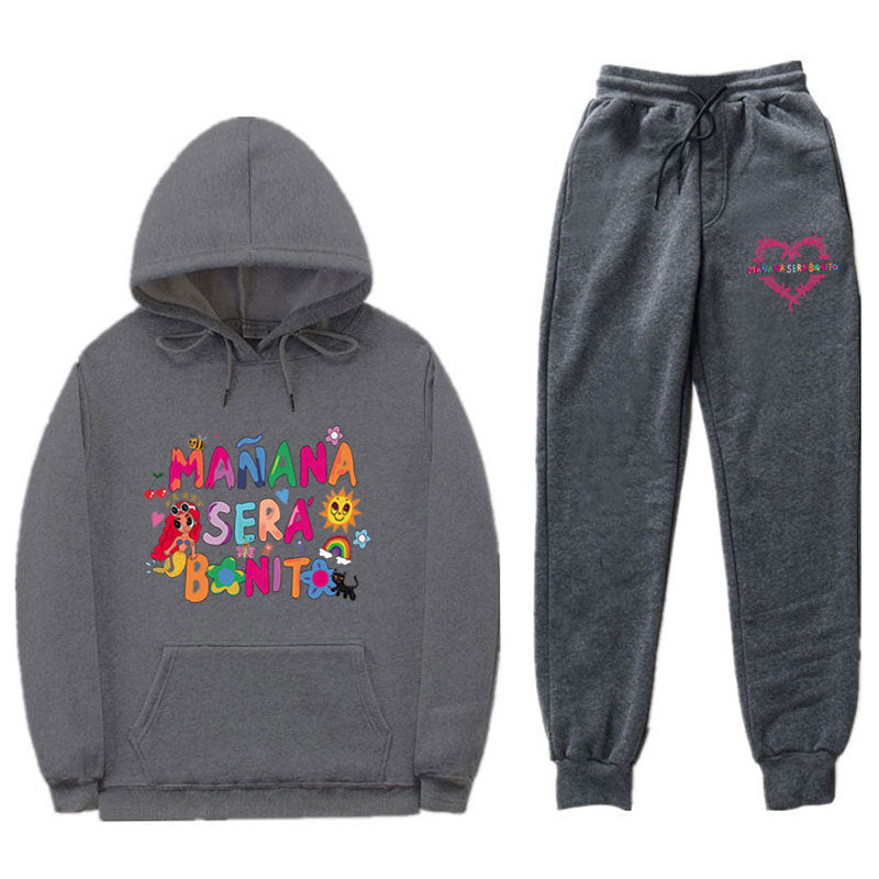 Kvinne Sweatshirt og Joggebukse Sett med Fargerik Trykk Skjora