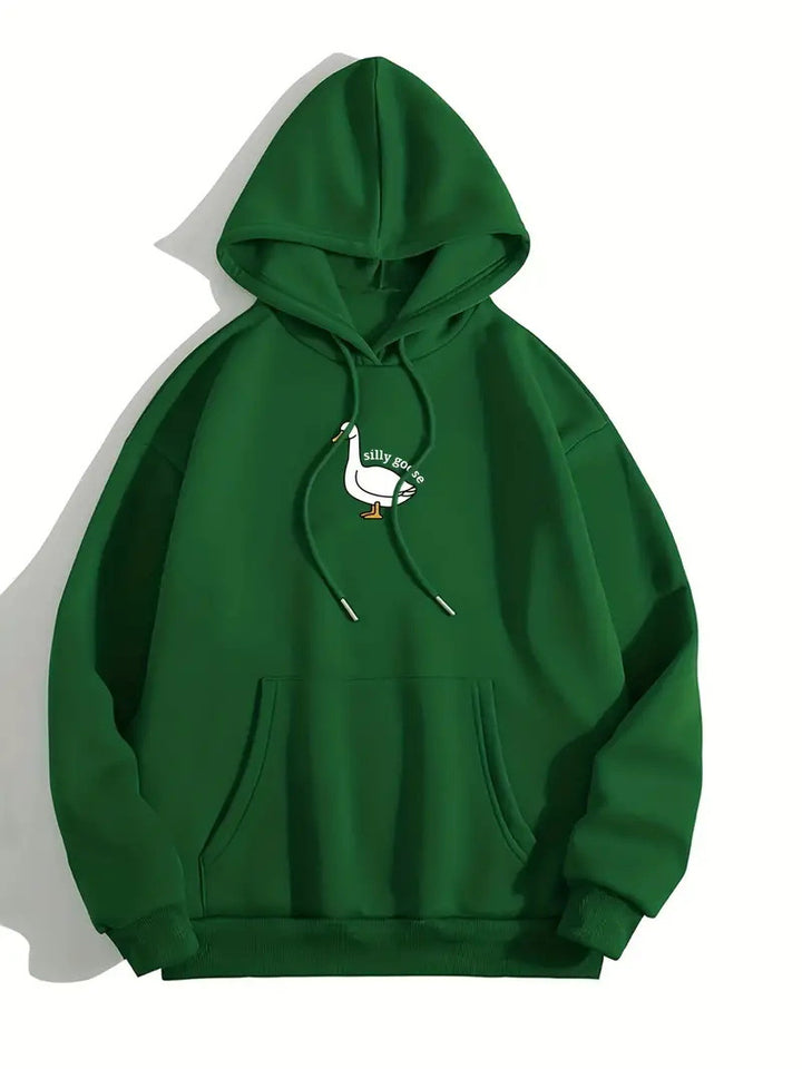 Women's hoodie with a creative goose motif and soft fleece interior Skjora