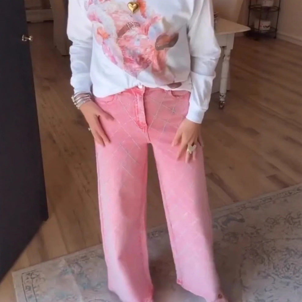 Kvinnelige vide jeans i en avslappet stil med høy midje Skjora