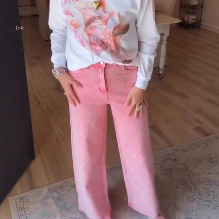 Kvinnelige vide jeans i en avslappet stil med høy midje Skjora