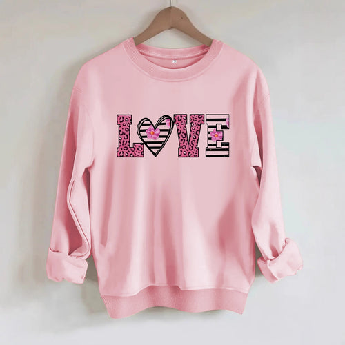 Dame sweatshirt med moderne leopard hjerte-design og behagelig passform Skjora
