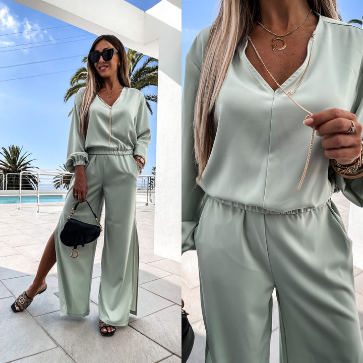 Kvinne Elegant Jumpsuit med Dekorative Side Slisser Skjora
