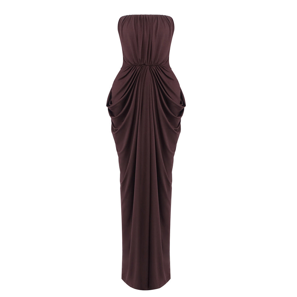 Dame Elegant Maxikjole med raffinerte draperinger Skjora