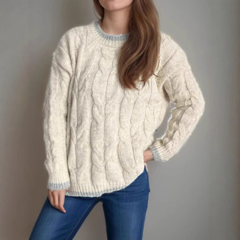 Dame chunky strikkegenser med tekstur og avslappet design Skjora
