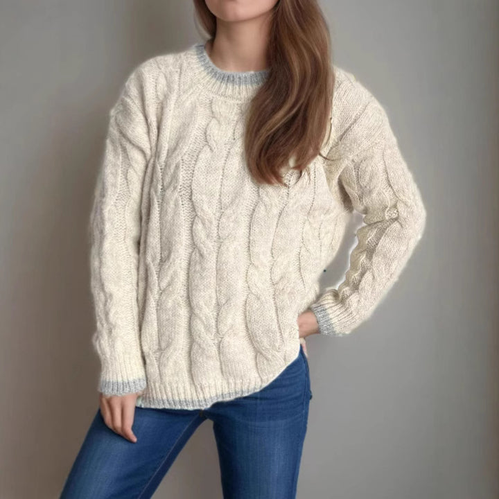 Dame chunky strikkegenser med tekstur og avslappet design Skjora