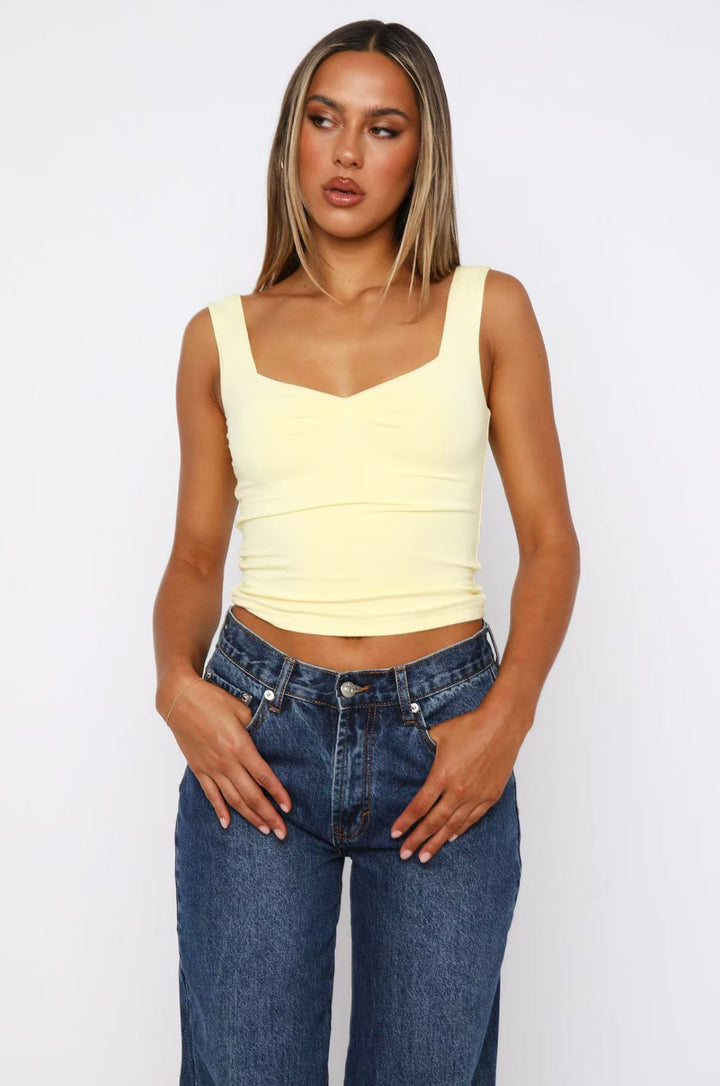 Damer figurtilpasset Crop-Top med brede stropper og V-hals Skjora