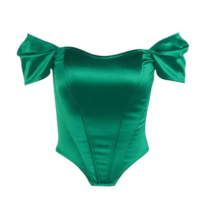 Damer elegant Satin-bustier med skulderdetaljer Skjora