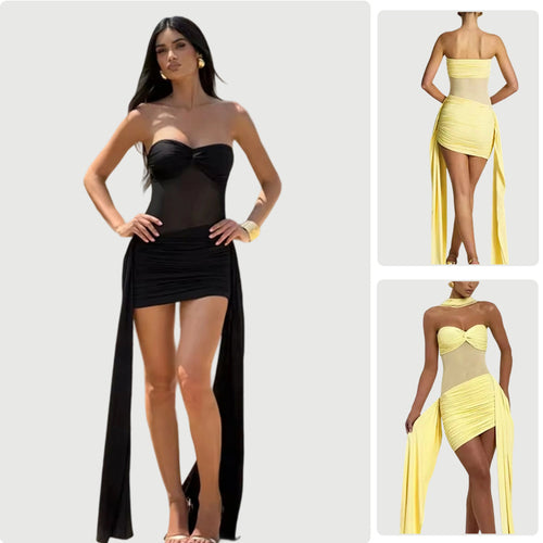 Kvinnens badedrakt med av-shoulder design og elegant drapering