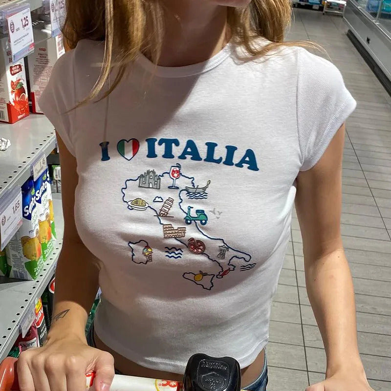 Dame T-skjorte i italiensk stil Skjora