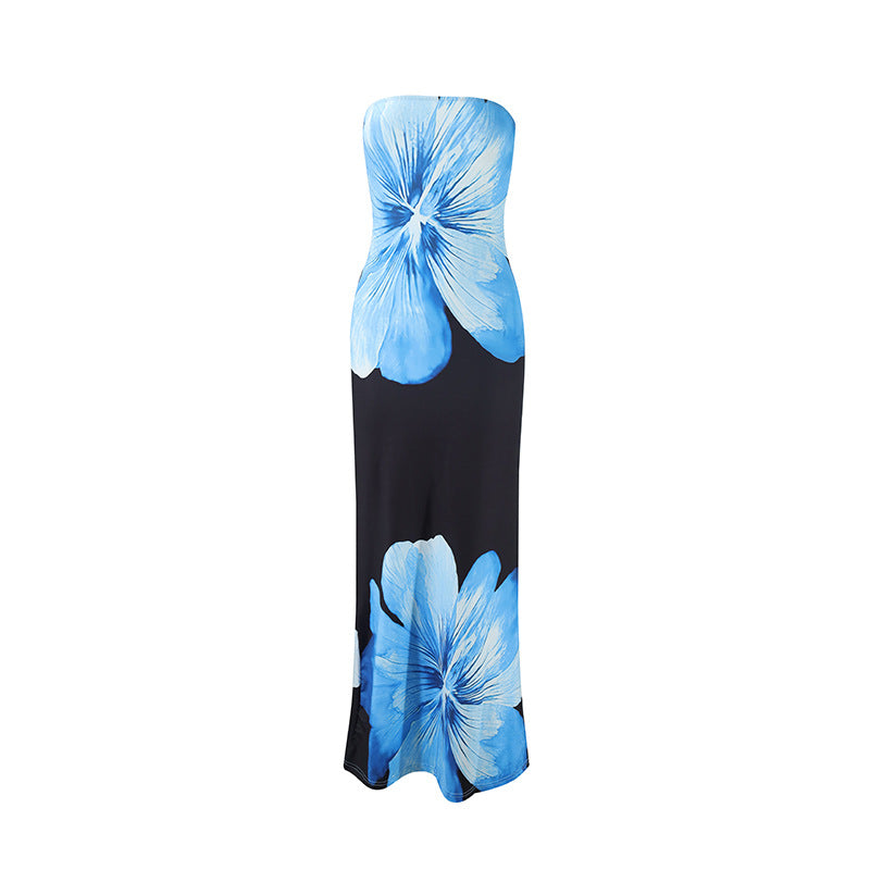 Dame Maxikjole med blomsterdesign Skjora