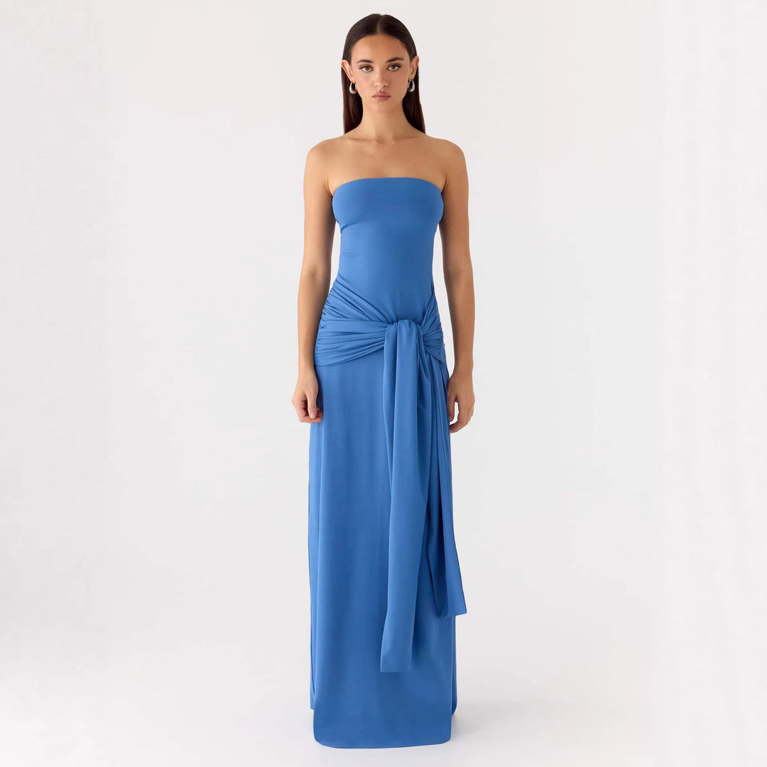Dame Strapless Maxikjole med elegant innpakningsdetalj Skjora