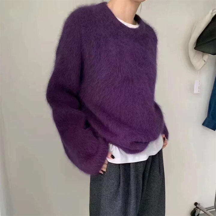 Kvinners fluffy genser med oversized snitt laget av mohairull Skjora