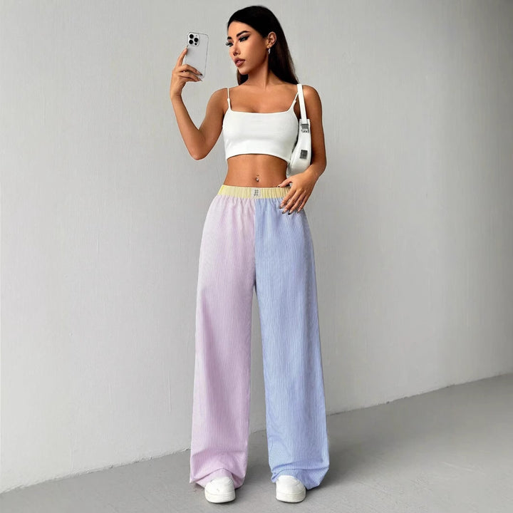 Dame vide Sweatpants med stripete design og elastisk belte Skjora