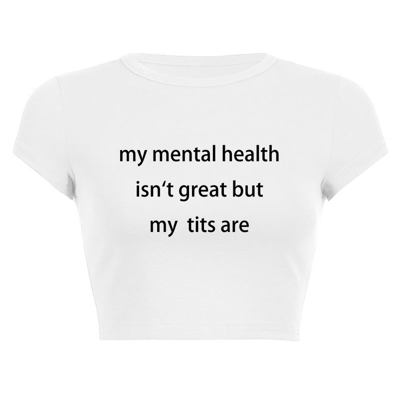 Dame ermeløs tanktop med kreativt statement-design Skjora