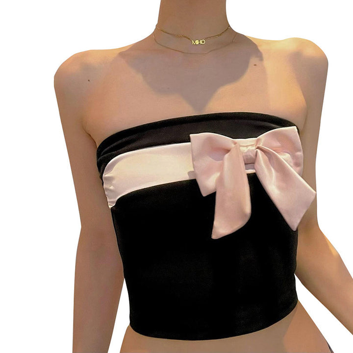 Dame bandeau topp med elegant sløyfedesign Skjora