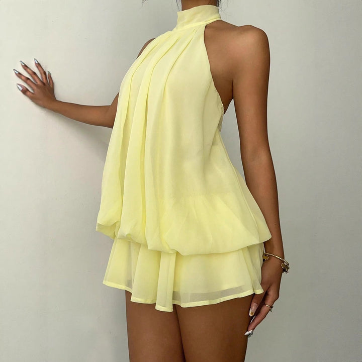 Damer luftig omslagskjole med elegant ståkrage og flytende hem Skjora