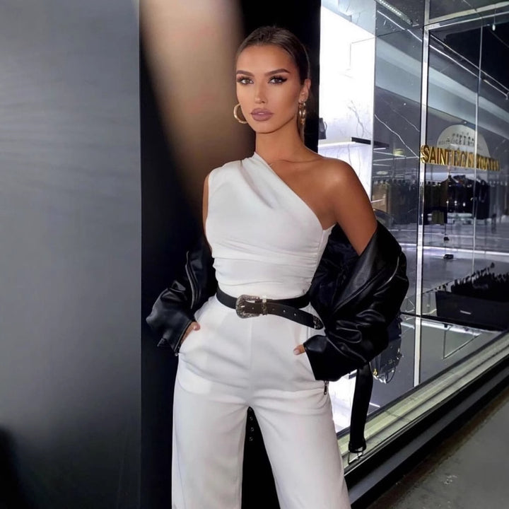 Dame En-Skulder Jumpsuit med vid ben Skjora