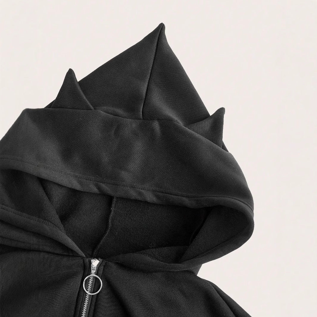 Kvinne cropped hettegenser med innovativ glidelås og voluminøse ermer Skjora
