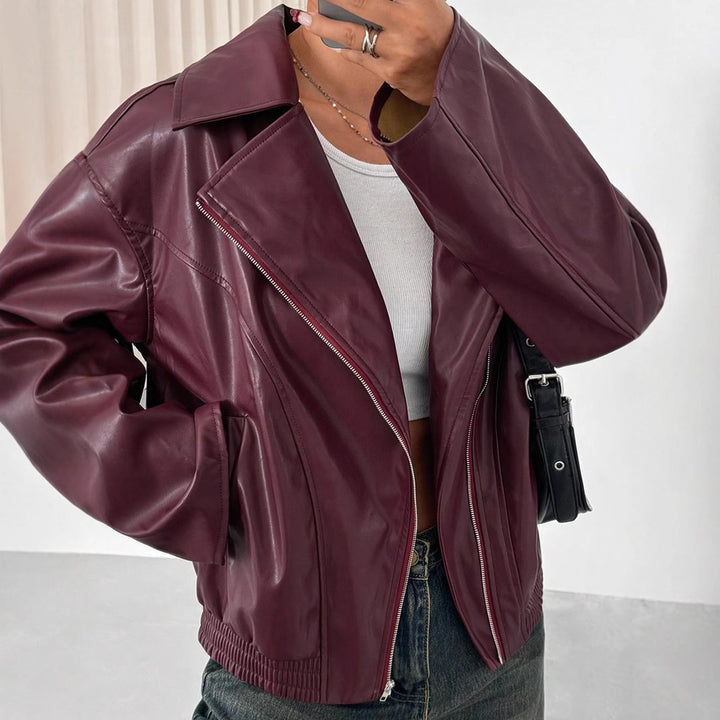 Dames faux skinnjakke i trendy oversized stil med smale glidelåsdetaljer Skjora