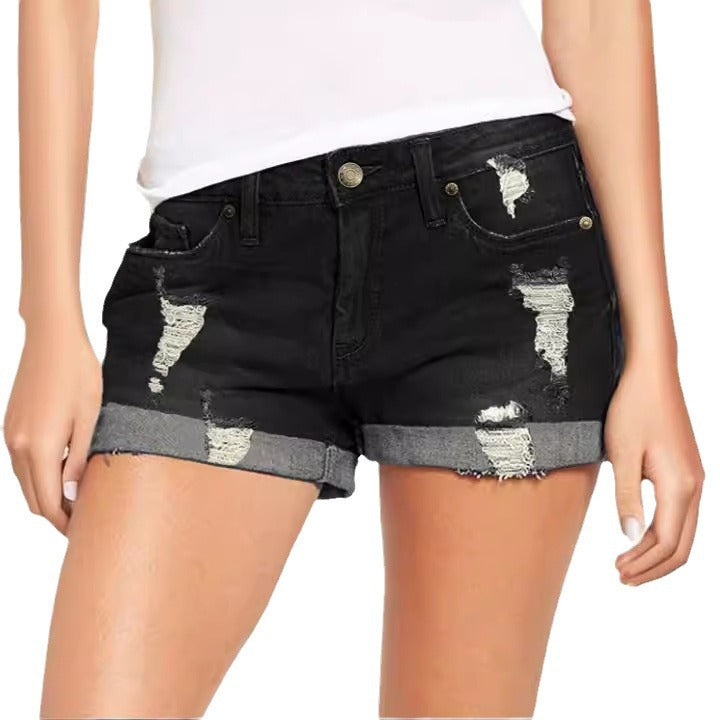 Damer Destroyed Denim-Shorts i casual fritidsstil Skjora