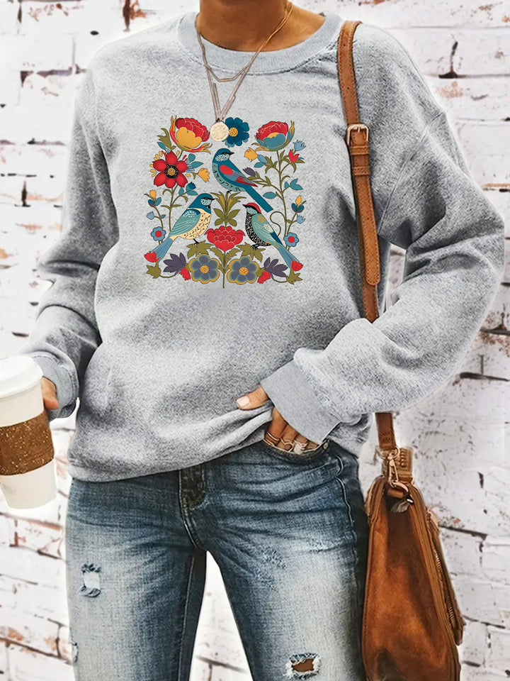 Damegenser med blomsterfuglmotiv og casual snitt Skjora