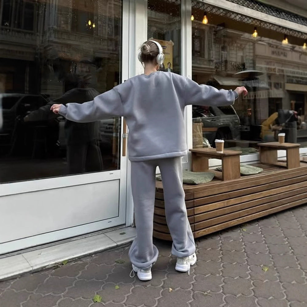 Kvinners komfortable sweatshirt og løse joggebukser sett Skjora