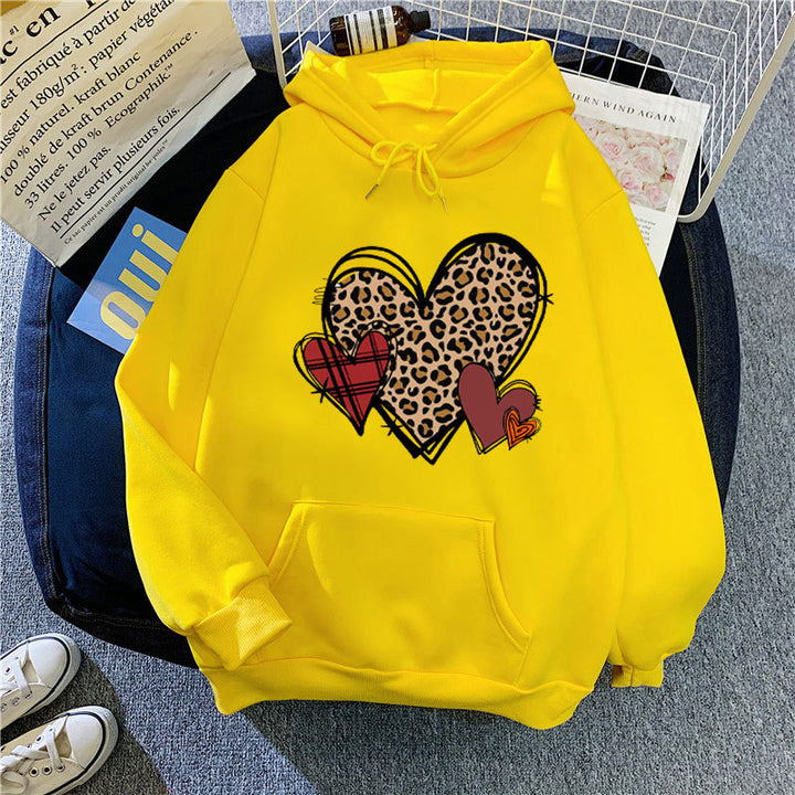 Damen Kapuzenpullover mit verspieltem Herzmuster Skjora