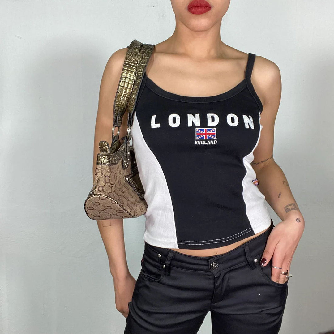 Damer sportslig tanktop med moderne London-print Skjora