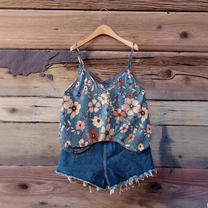 Dame bluse skjorte med blomstret design Skjora