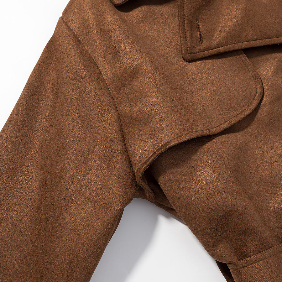 Damer Elegant Trench Coat laget av myk semsket imitasjon med praktisk belte og moteriktig snitt Skjora
