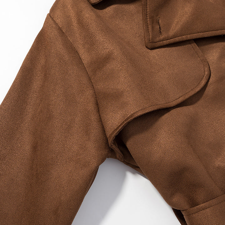 Damer Elegant Trench Coat laget av myk semsket imitasjon med praktisk belte og moteriktig snitt Skjora