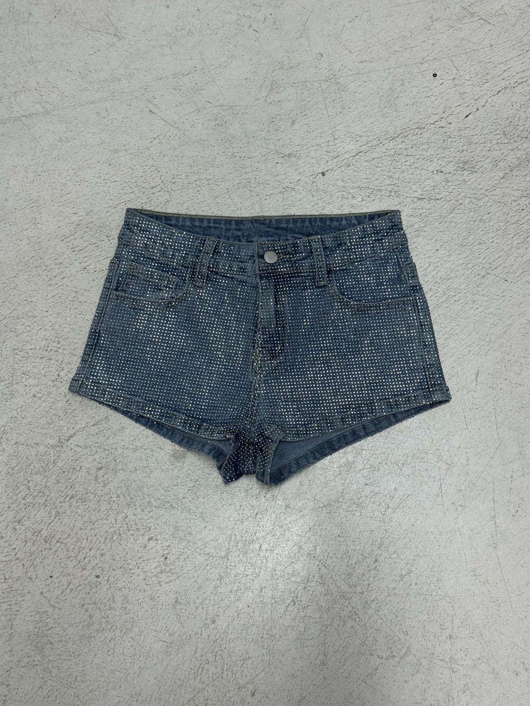 Dame glitrende denim-shorts med glitrende aksenter Skjora