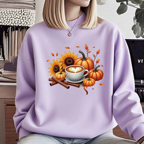 Dame sweatshirt med høstmotiv og spesiell trykk Skjora