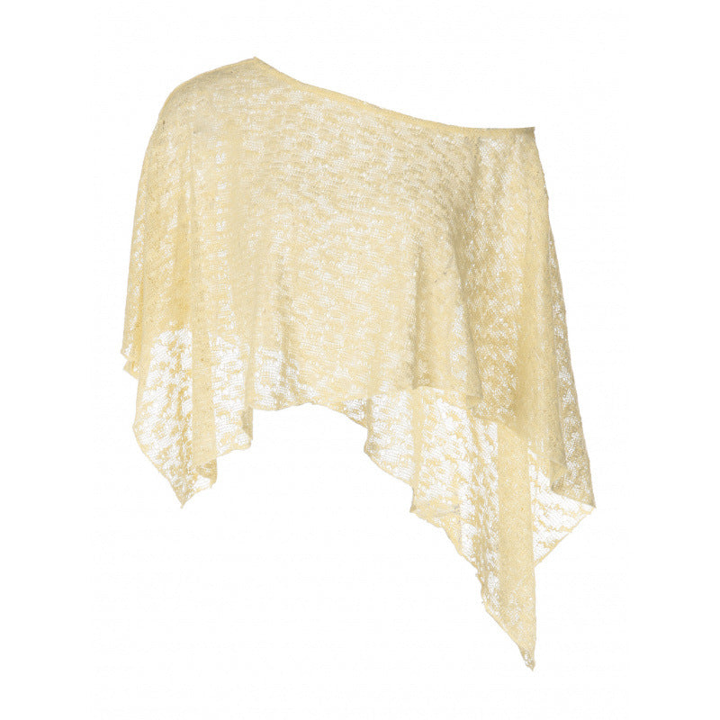 Dame avslappet Crop-Top i lett strikket stoff med asymmetrisk kant Skjora