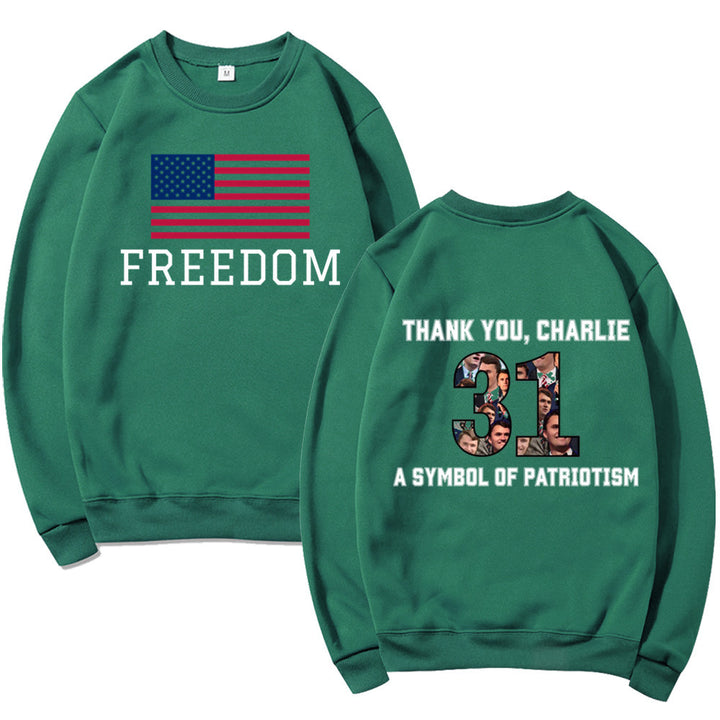 Kvinnesweatshirt med patriotisk trykk og mykt materiale Skjora