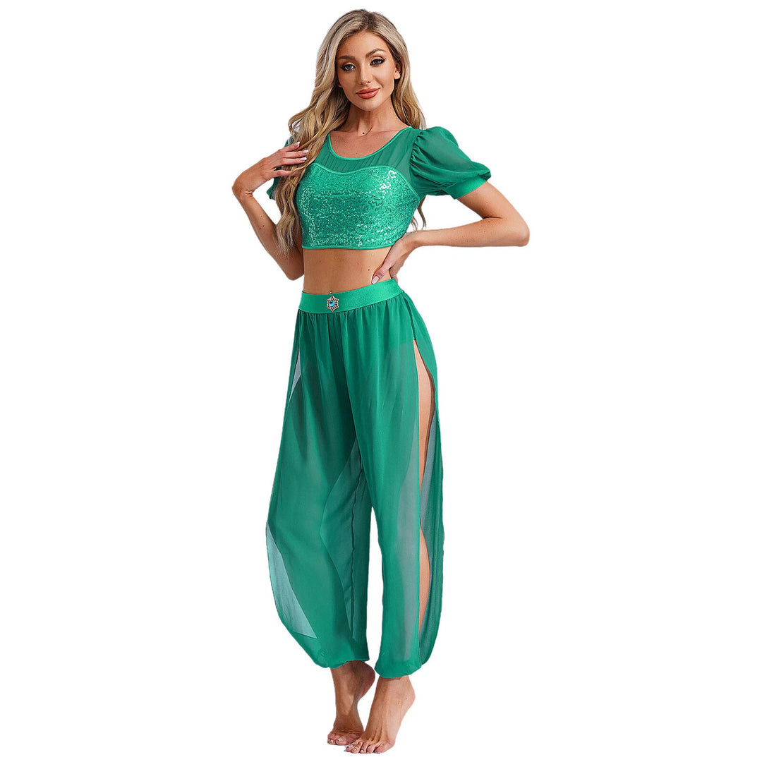 Damen Crop-Top und transparente Hose Set Skjora
