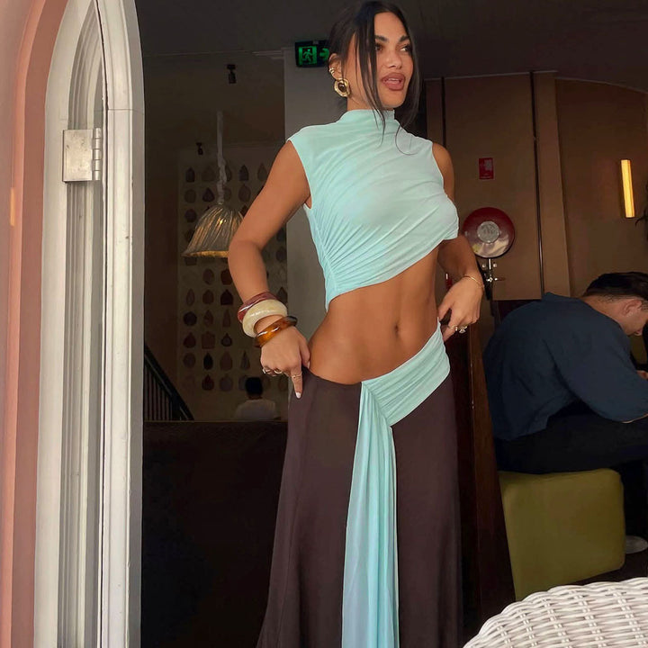 Dame omslagskjole med moderne draperingsdesign og elegant snitt Skjora