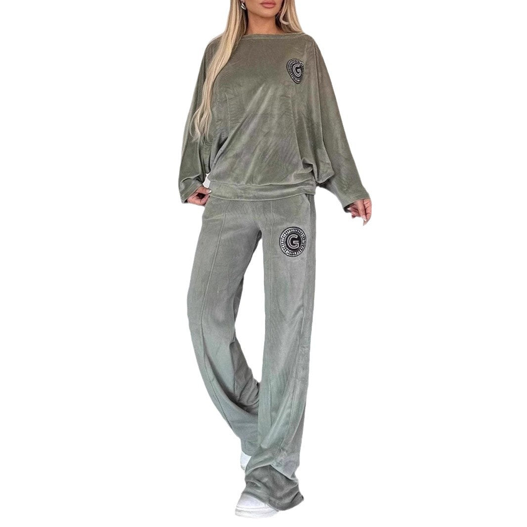 Dame Casual Velvet Loungewear Set med Myk Cut Skjora