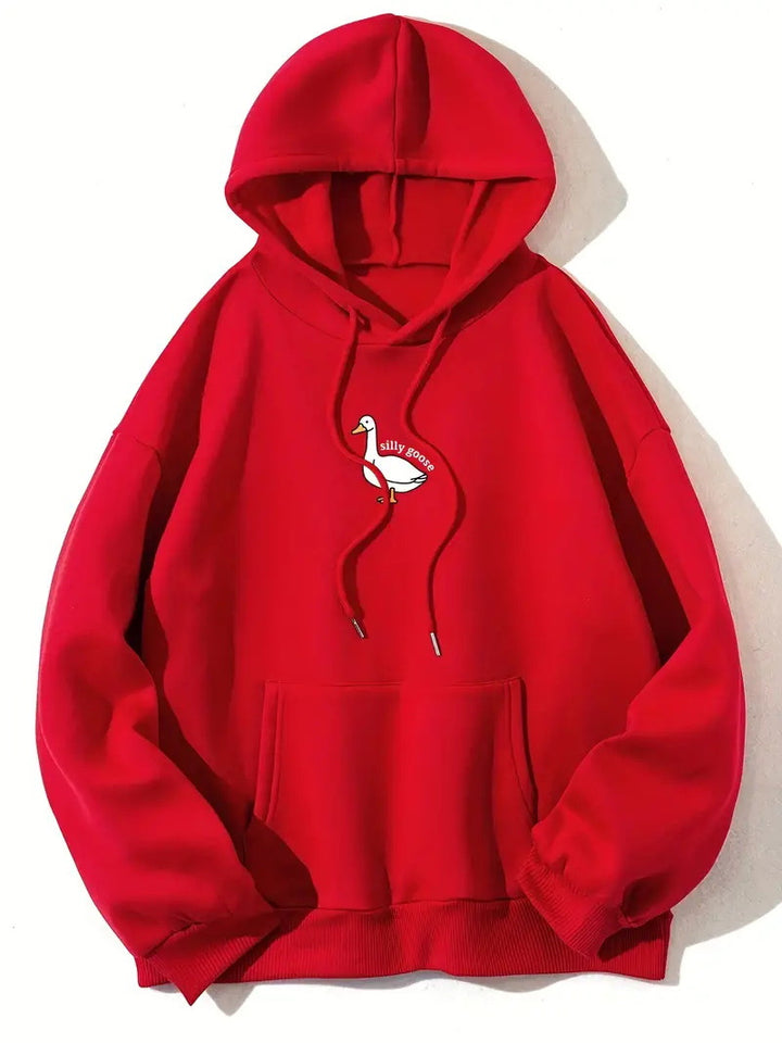 Women's hoodie with a creative goose motif and soft fleece interior Skjora