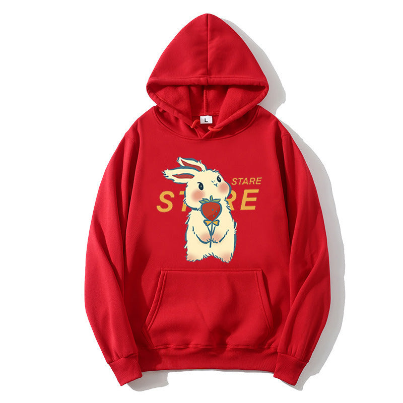 Damen Kapuzenpullover mit verspieltem Hasenmotiv und Inspirationsschriftzug Skjora
