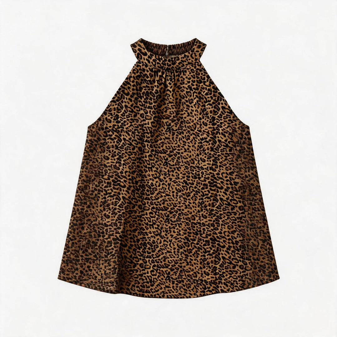Damer Asymmetrisk Haltertop med Leopardsmønster Skjora