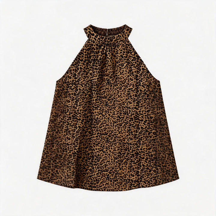 Damer Asymmetrisk Haltertop med Leopardsmønster Skjora